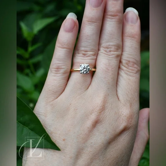 1.05 CT Lab Grown Round Solitaire in 14K Yellow Gold with White Prong Tips - Picture 3 of 8